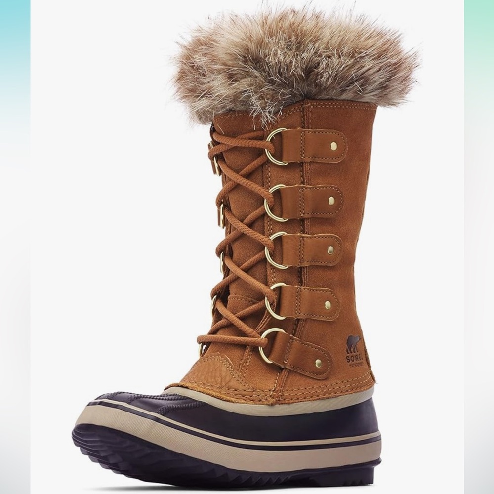 Sorel Size 7 Joan of Arctic WP Boots in Camel & Black with removable fur insert